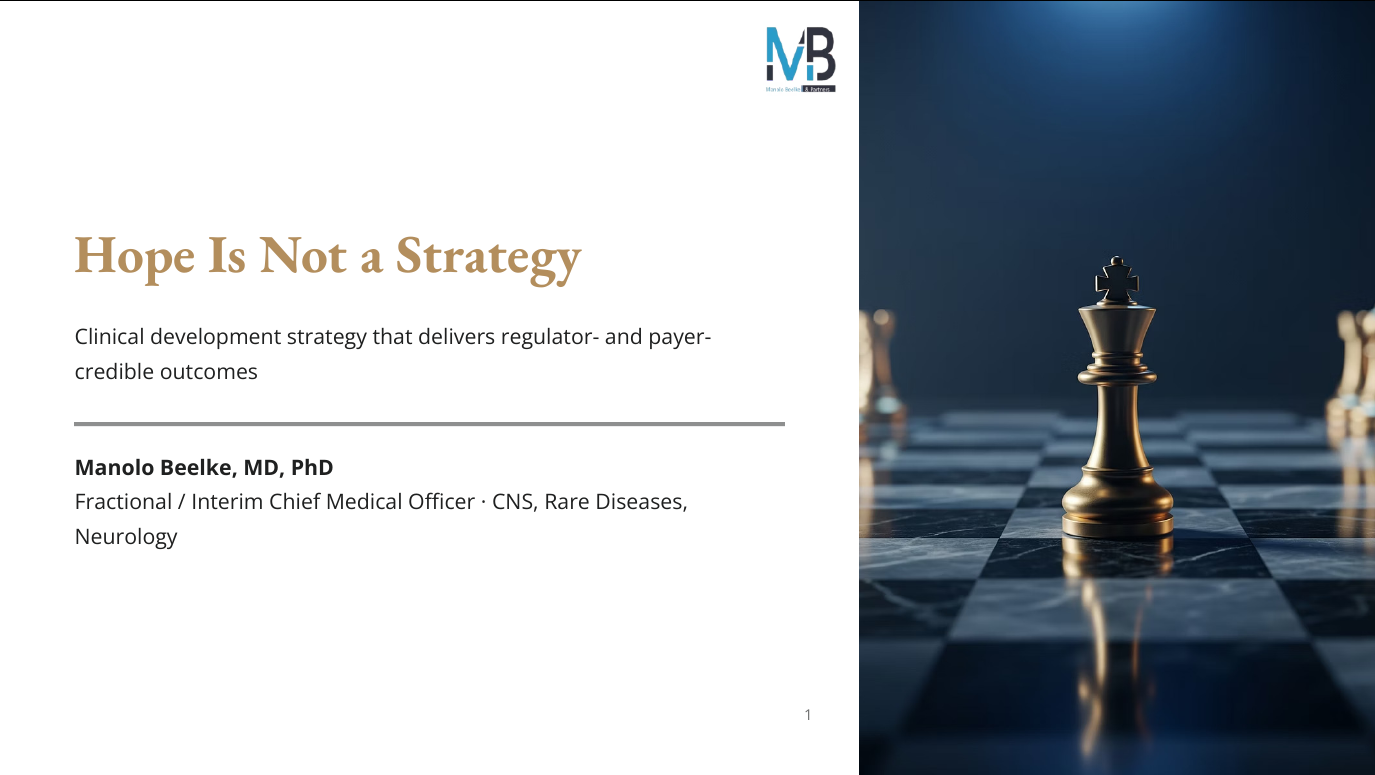 Cover of the Manolo Beelke & Partners capability presentation.