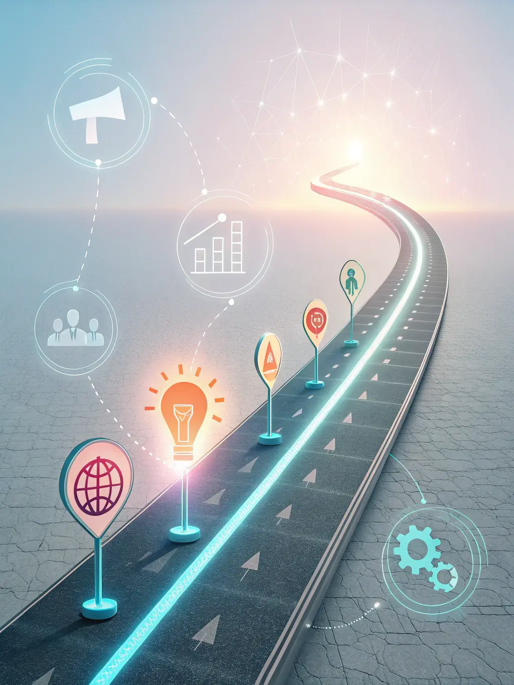 A stylized SVG icon representing strategic planning, such as a compass pointing towards a goal or a roadmap unfolding.