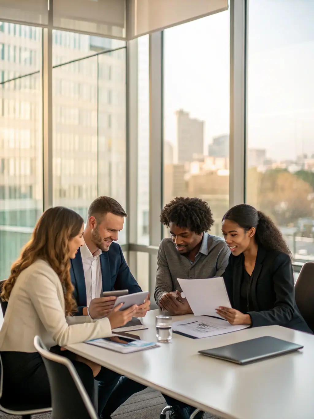 A visual representing 'Leadership Evolution', possibly showing a group of diverse professionals collaborating in a modern office setting or a stylized growth chart.