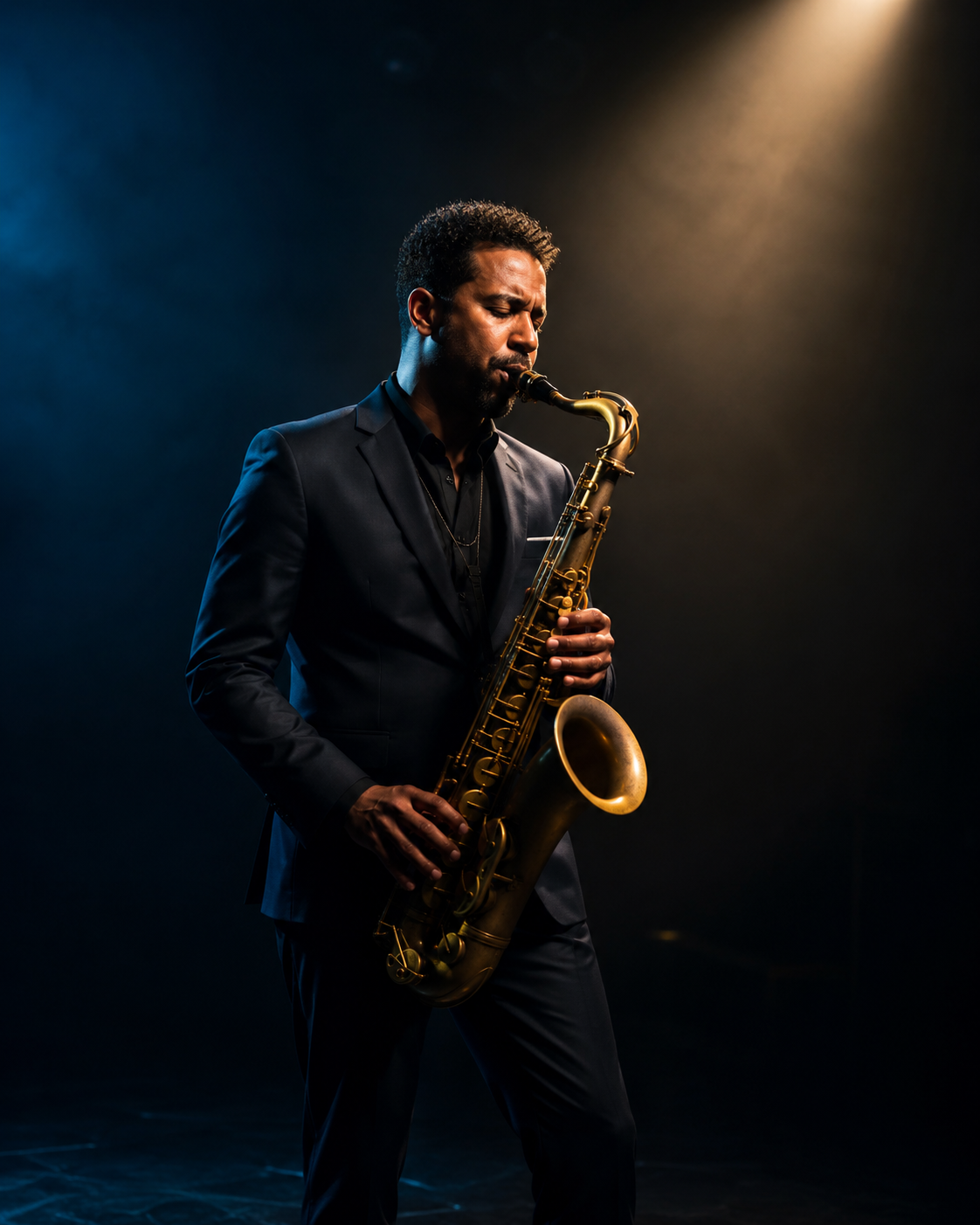 Solo saxophonist representing focused ad-hoc senior advisory support.