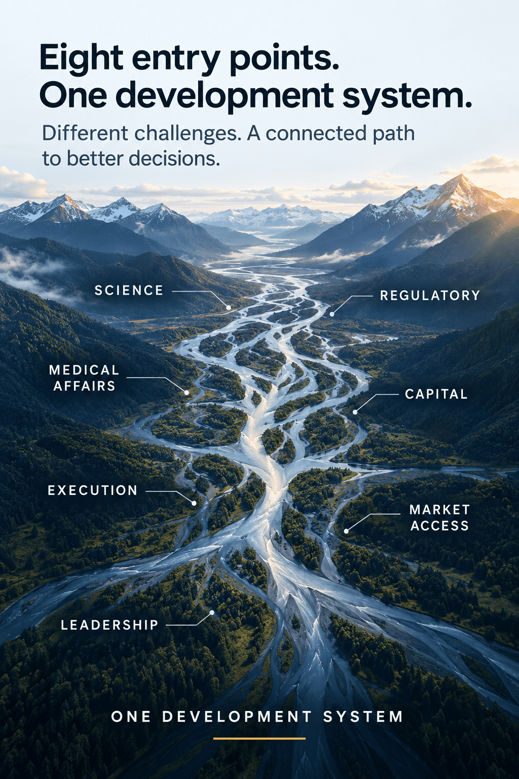 Eight MB & Partners clinical-development mandates spanning CMO leadership, strategy, trial rescue, evidence, diligence, fundraising, Medical Affairs and global execution.